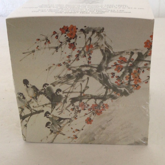 ART INSTITUTE OF CHICAGO REN YI BIRDS ON RED PLUM STICKY NOTE CUBE NWT - Picture 6 of 8